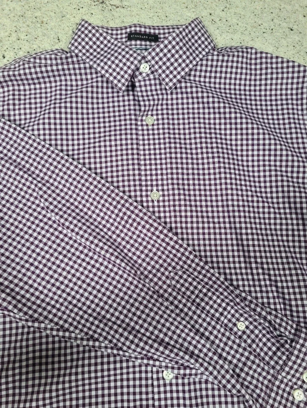 Banana Republic Shirt Dress Button Down Purple Check Standard Fit Cotton Large